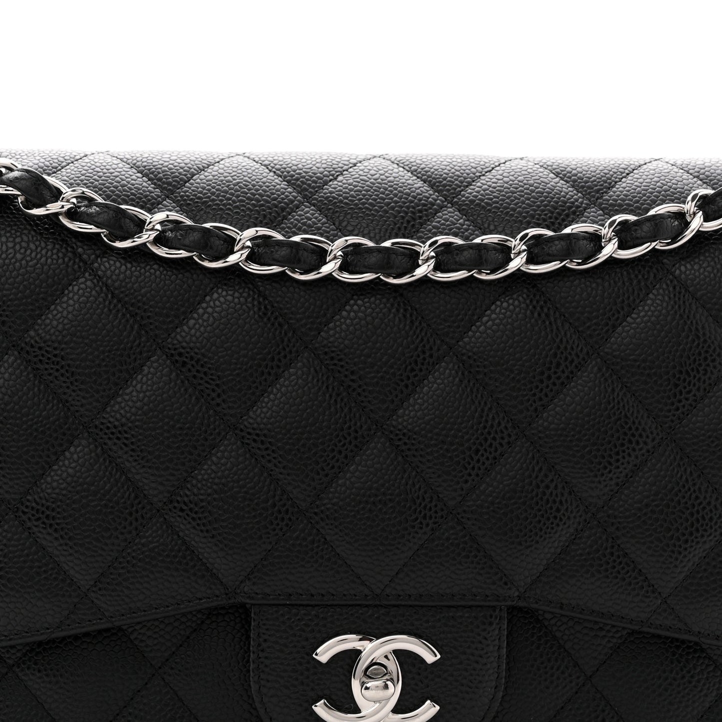 Caviar Quilted Jumbo Double Flap Black