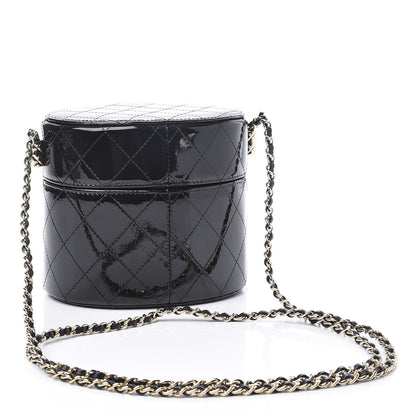 Chanel Patent Quilted Round Clutch With Chain Black 2 of 12