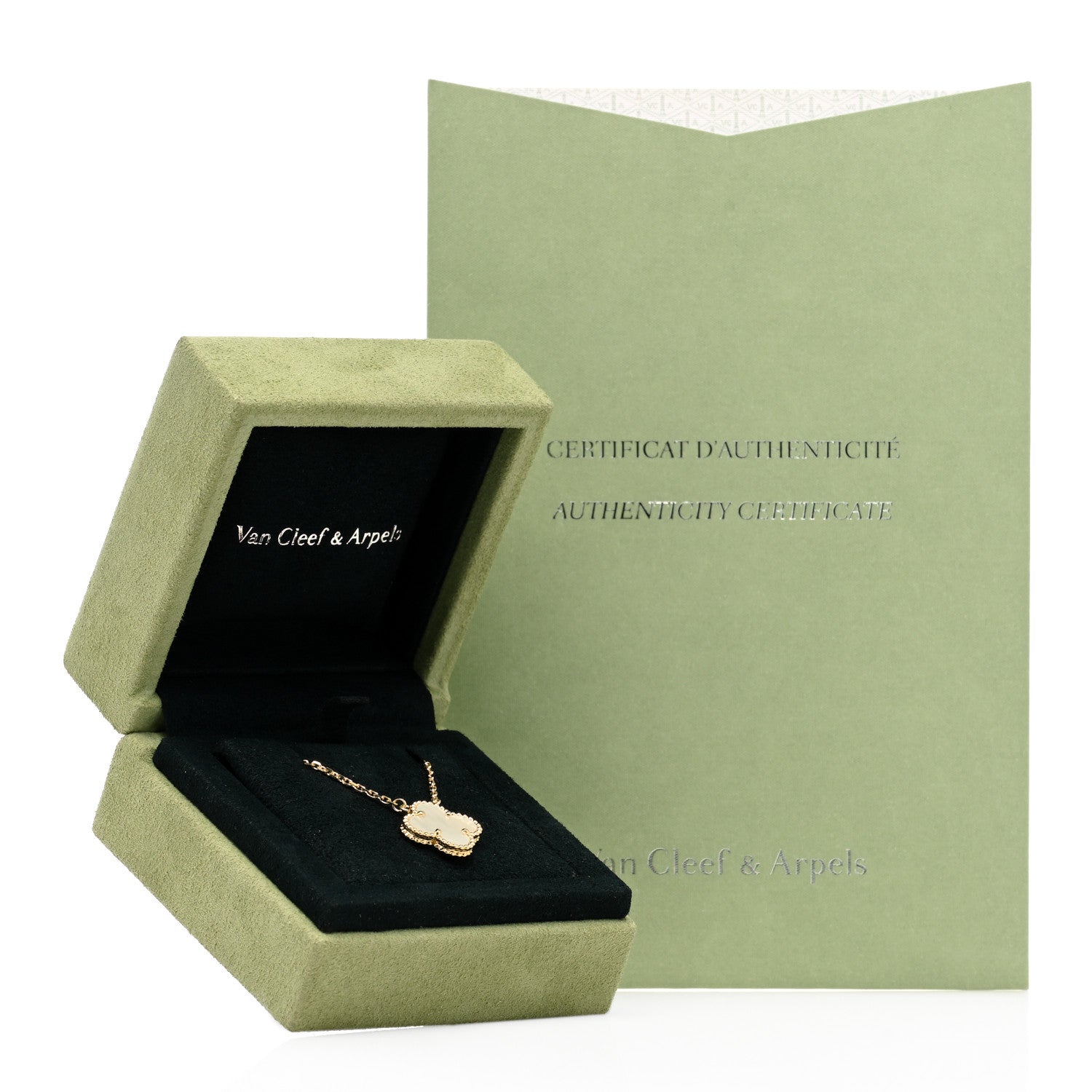 Van Cleef & Arpels 18K Yellow Gold Mother of Pearl Vintage Alhambra Pendant Necklace 6 of 6