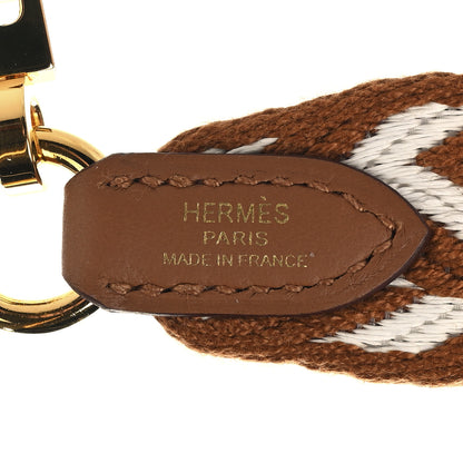 Hermes Toile Swift 25mm Sangle ZigZag Shoulder Strap Gold White 4 of 5