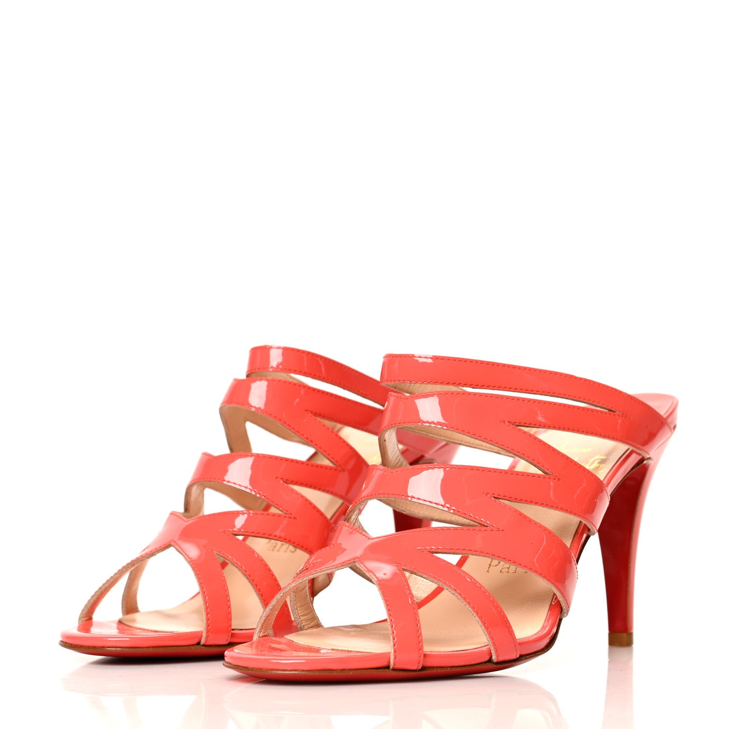 Patent Calfskin Zorro 85 Slide Sandal 37 Corail
