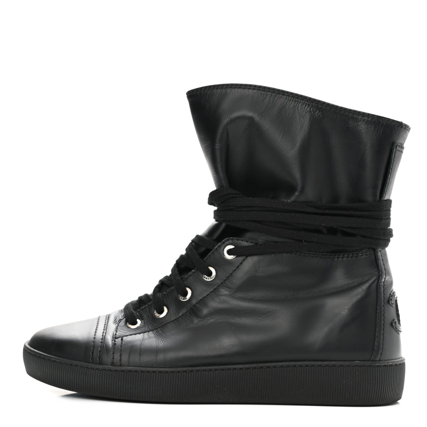 Lambskin High Top Sneakers 38.5 Black