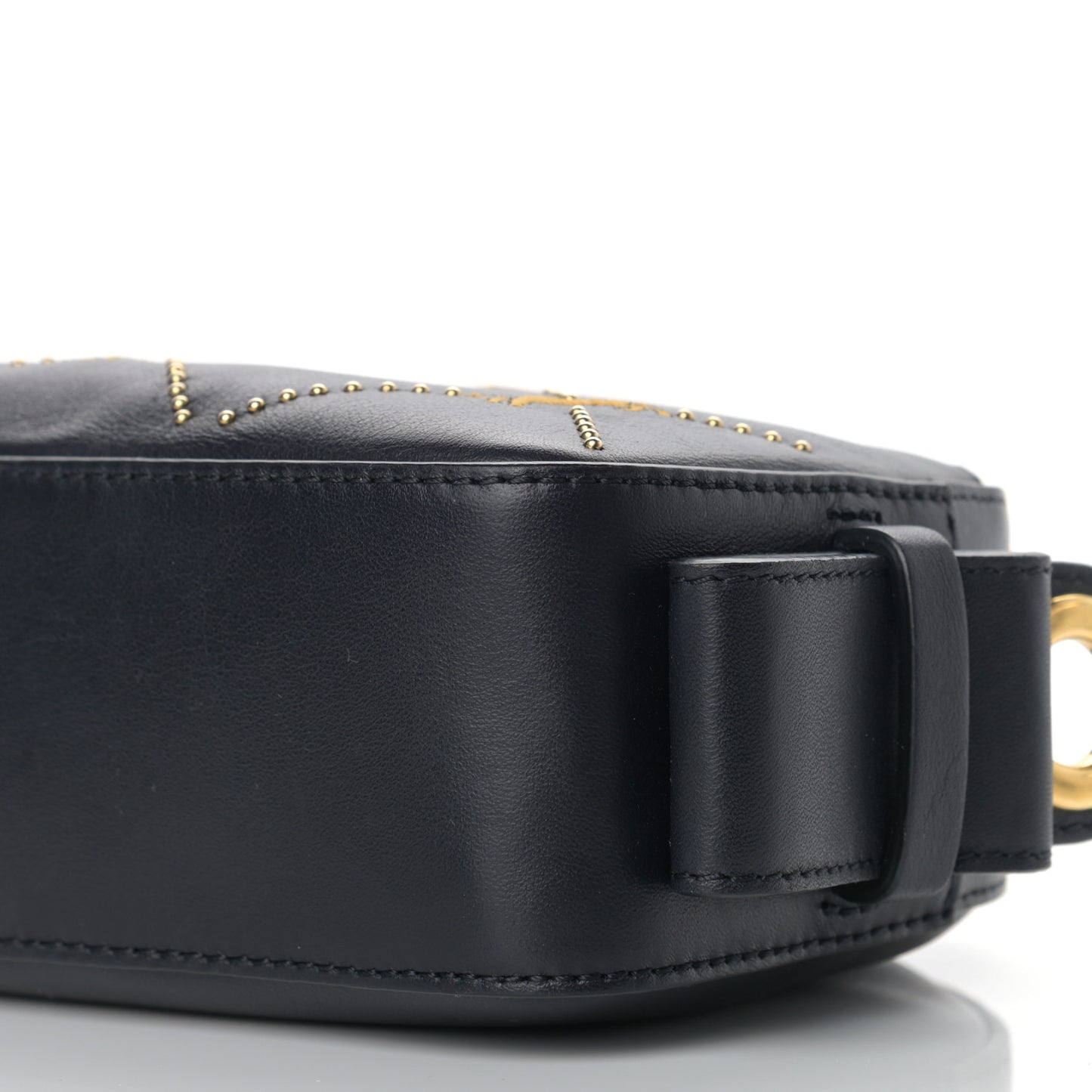 Smooth Calfskin Little Horses Embroidered Shoulder Bag Black