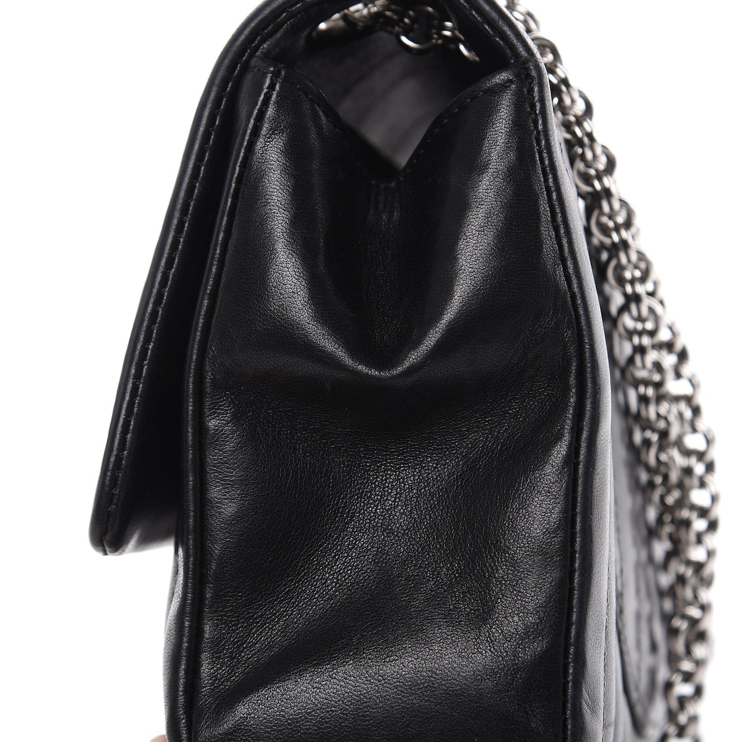 Lambskin Vertical Quilted Medium Single Flap Black
