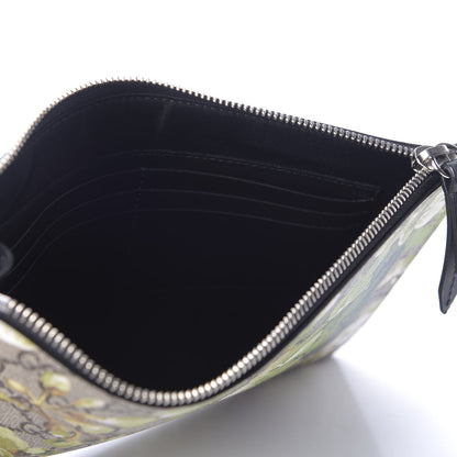 Gucci GG Supreme Monogram Blooms Small Zip Wristlet Pouch Beige New Military Black 5 of 8