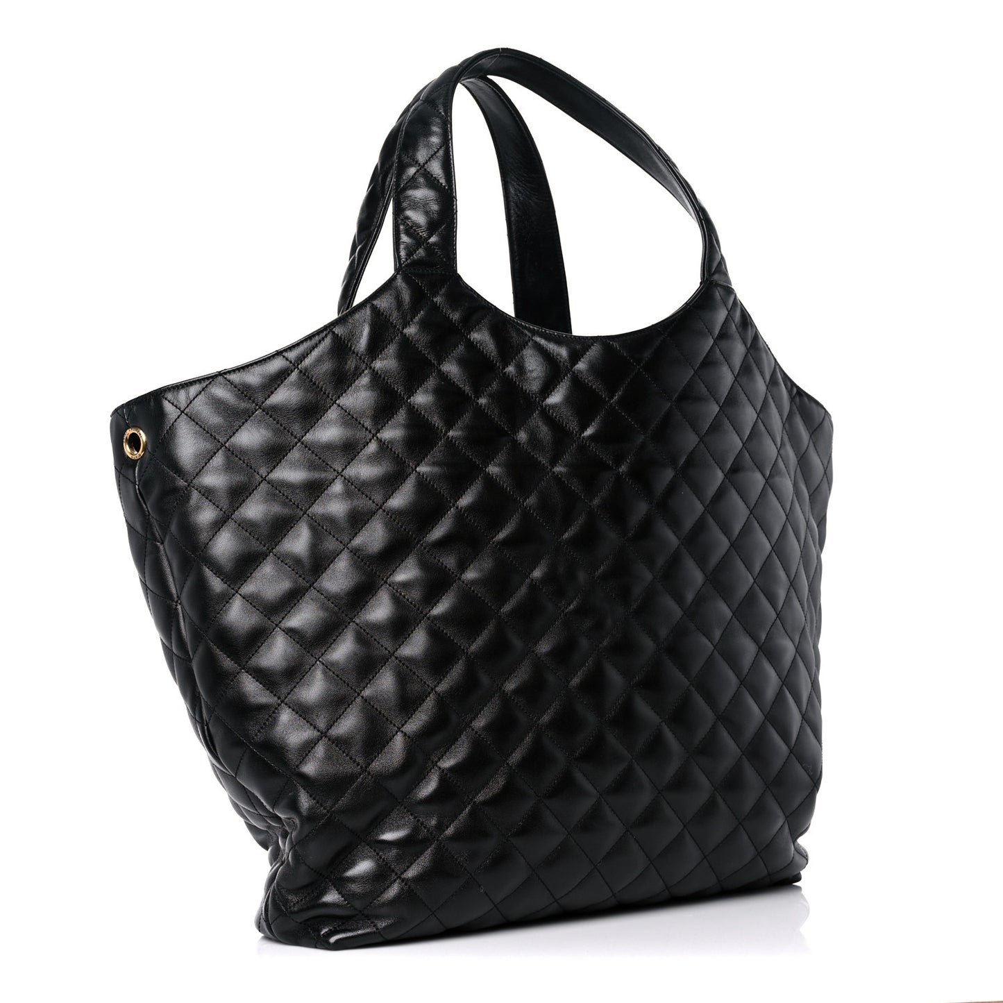 Lambskin Quilted Maxi Icare Shopping Tote Black
