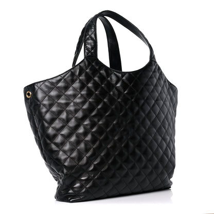 Saint Laurent Lambskin Quilted Maxi Icare Shopping Tote Black 4 of 14