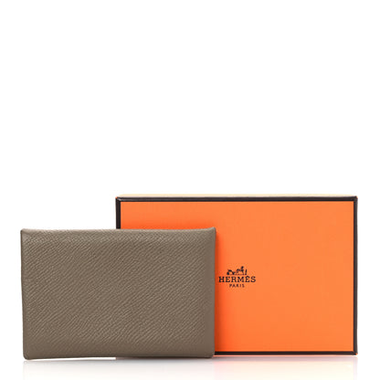Hermes Epsom Calvi Card Case Etoupe 11 of 11