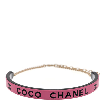 Chanel Resin Logo Choker Pink Black 1 of 5