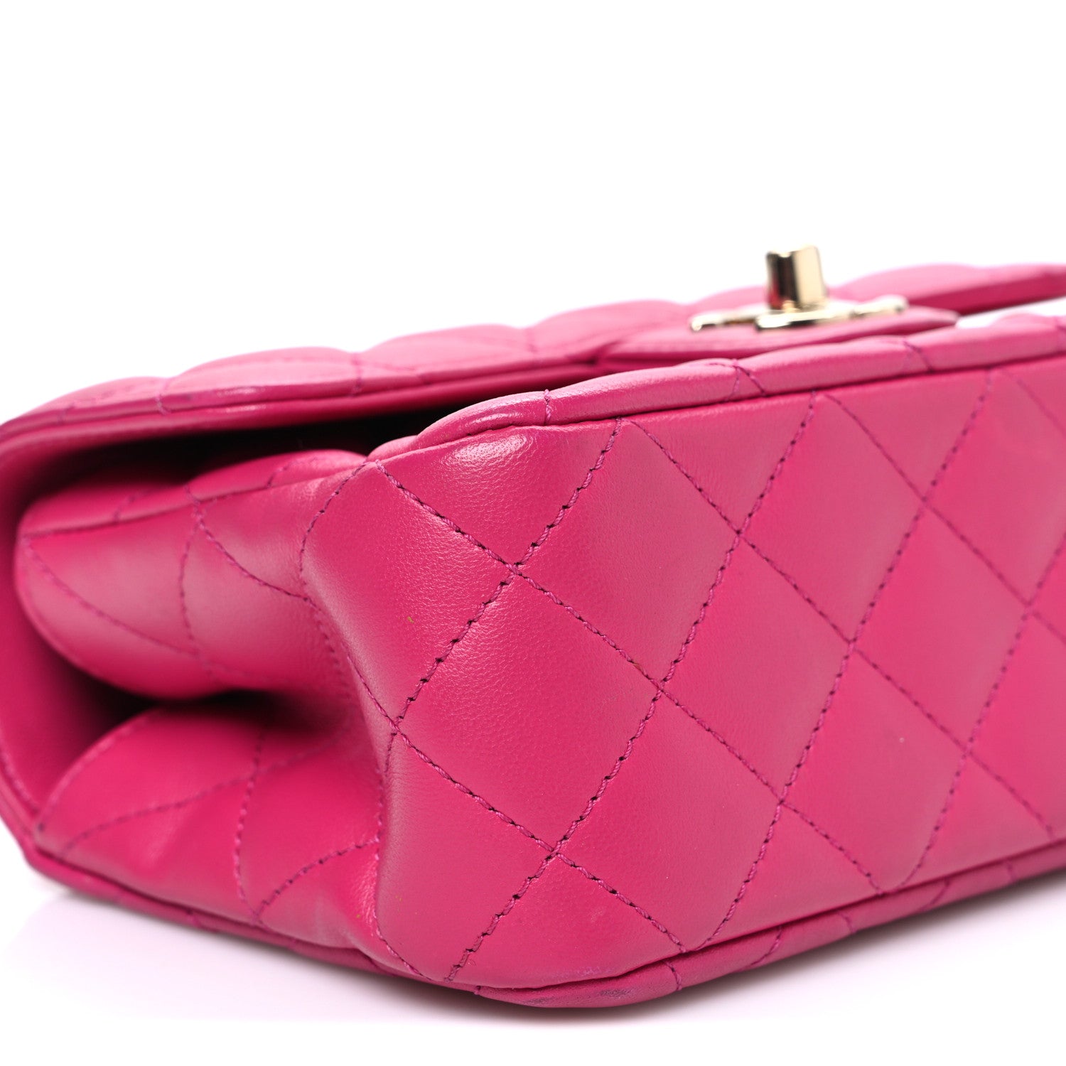 Chanel Lambskin Quilted Mini Crystal Top Handle Rectangular Flap Dark Pink 10 of 11