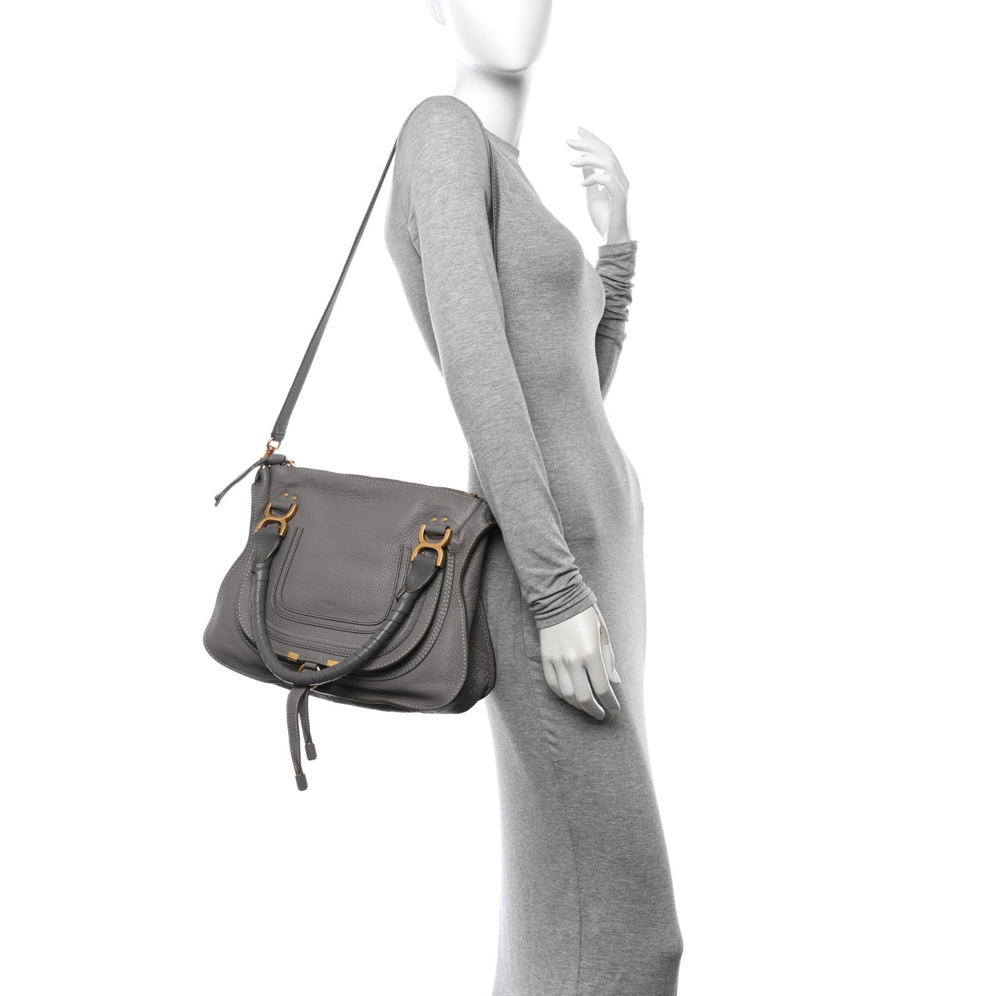 Calfskin Medium Marcie Satchel Cashmere Grey