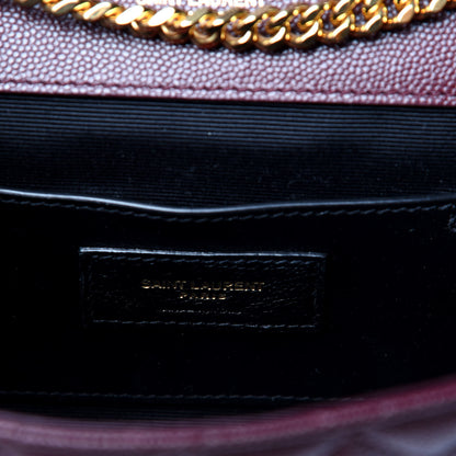 Saint Laurent Grain De Poudre Textured Mixed Matelasse Triquilt Small Monogram Satchel Burgundy 6 of 10