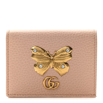 Gucci Pebbled Calfskin Butterfly Card Case Perfect Pink 1 of 7