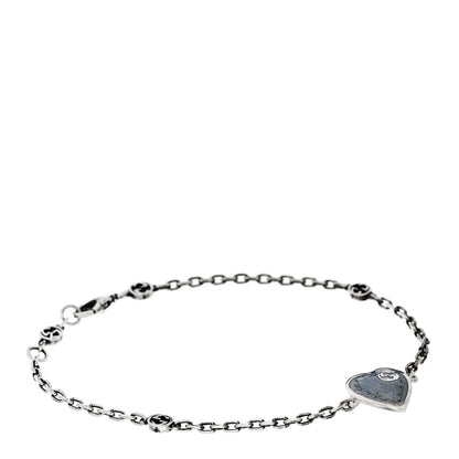 Gucci Sterling Silver Enamel Heart Chain Bracelet Blue 1 of 5