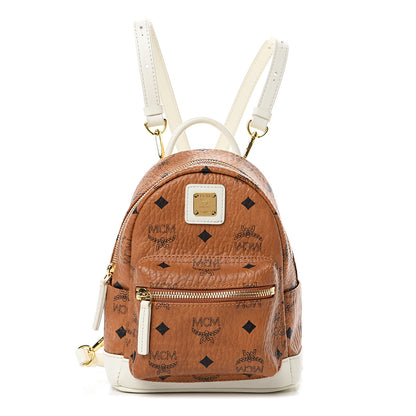 MCM Visetos X-Mini Stark Backpack Cognac White 1 of 9