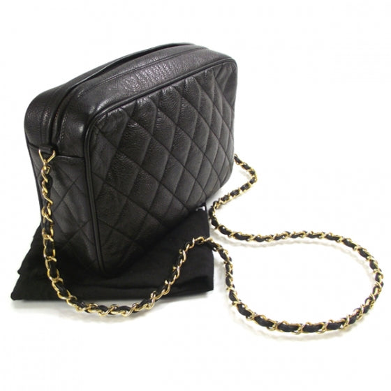 Caviar Quilted Shoulder Bag Black