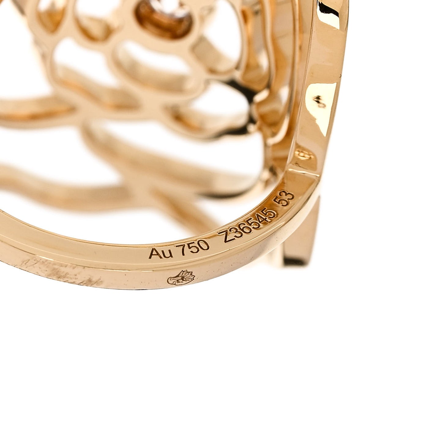 18K Yellow Gold Diamond Petales de Camellia Ring 53 6.5