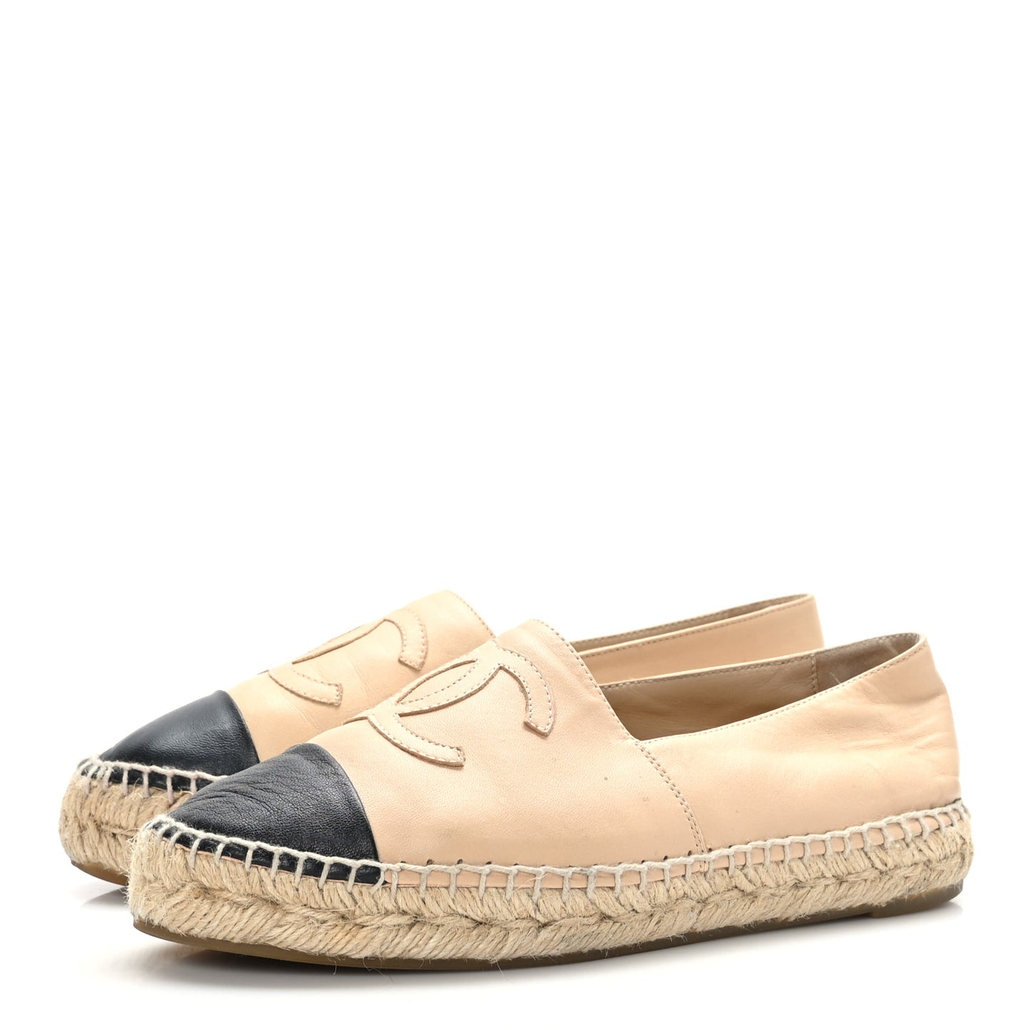Lambskin CC Espadrilles 36 Beige Black