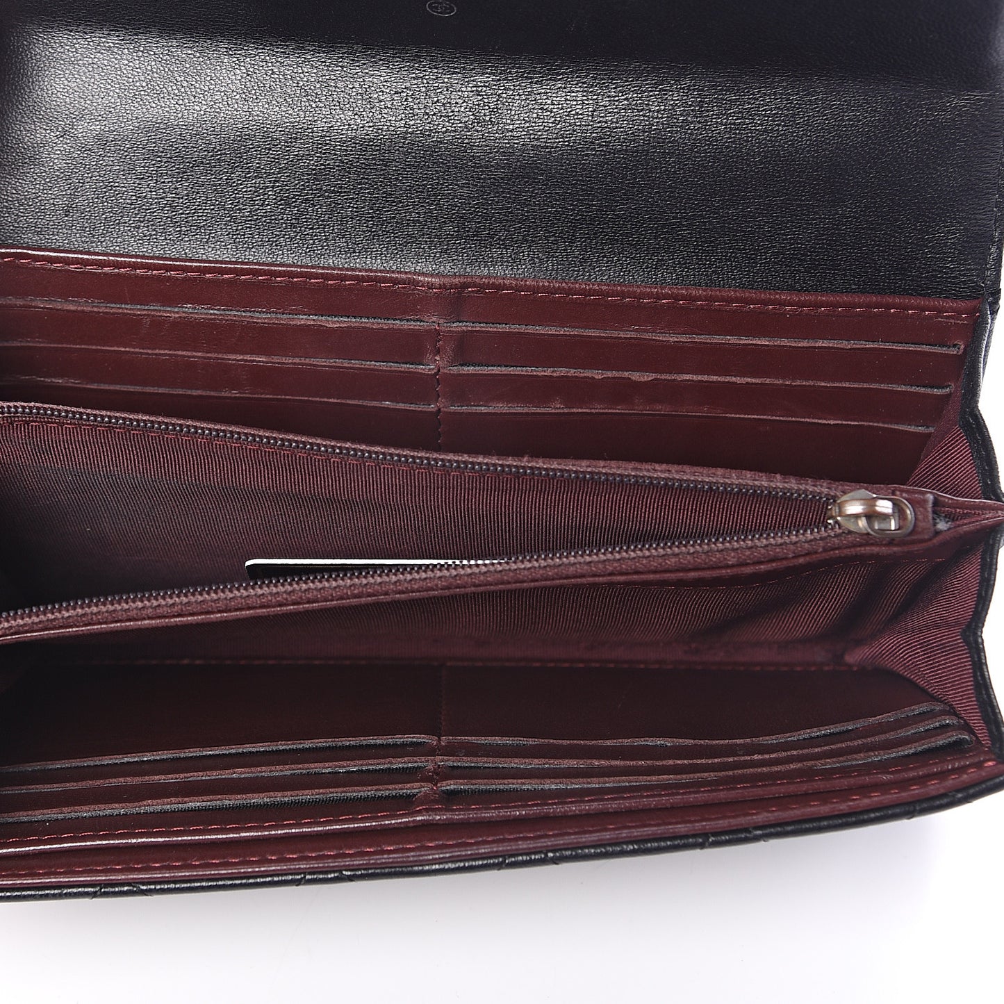 Lambskin Quilted Large Gusset Flap Wallet Black