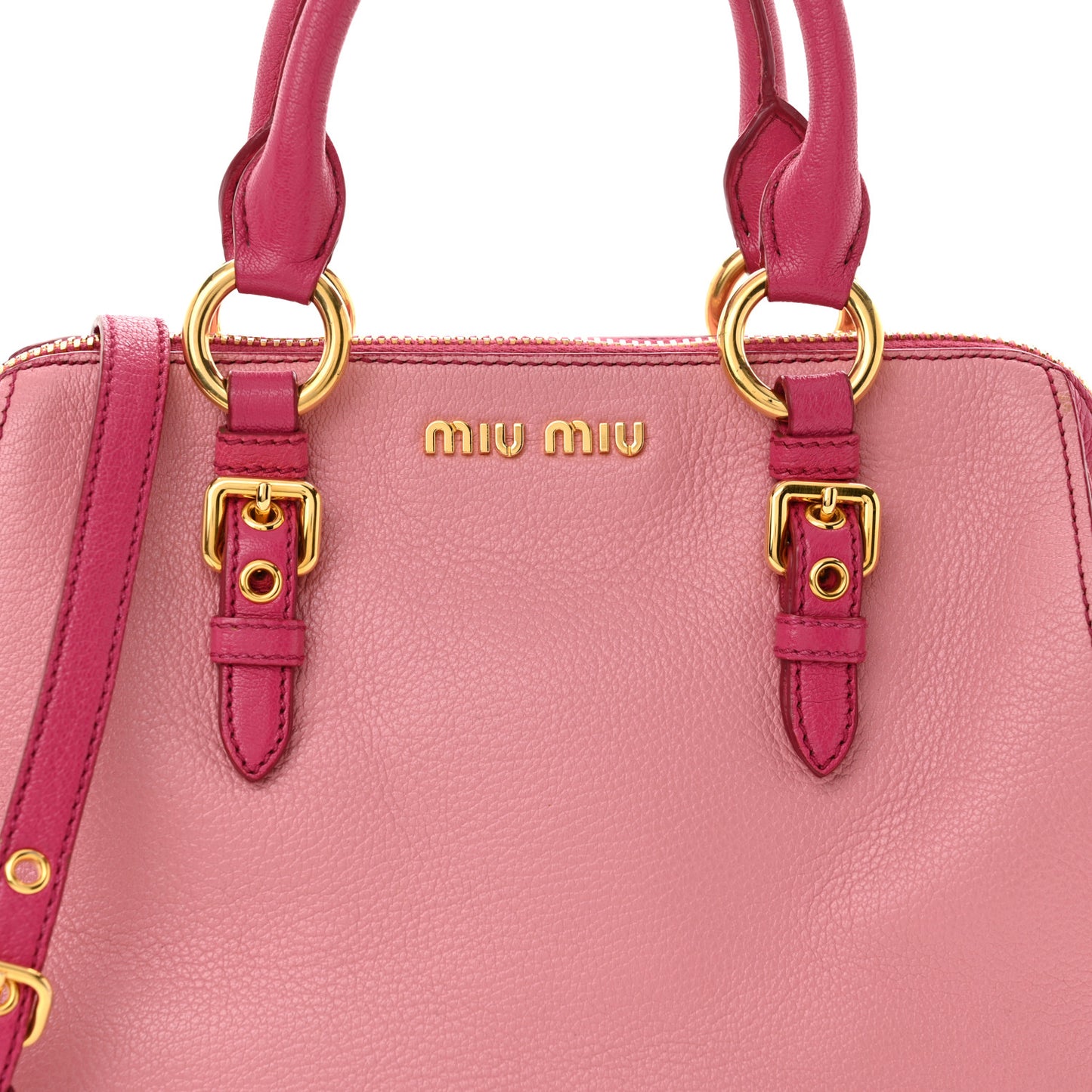 Goatskin Madras Bi-Color Bowling Bag Rosa Peonia