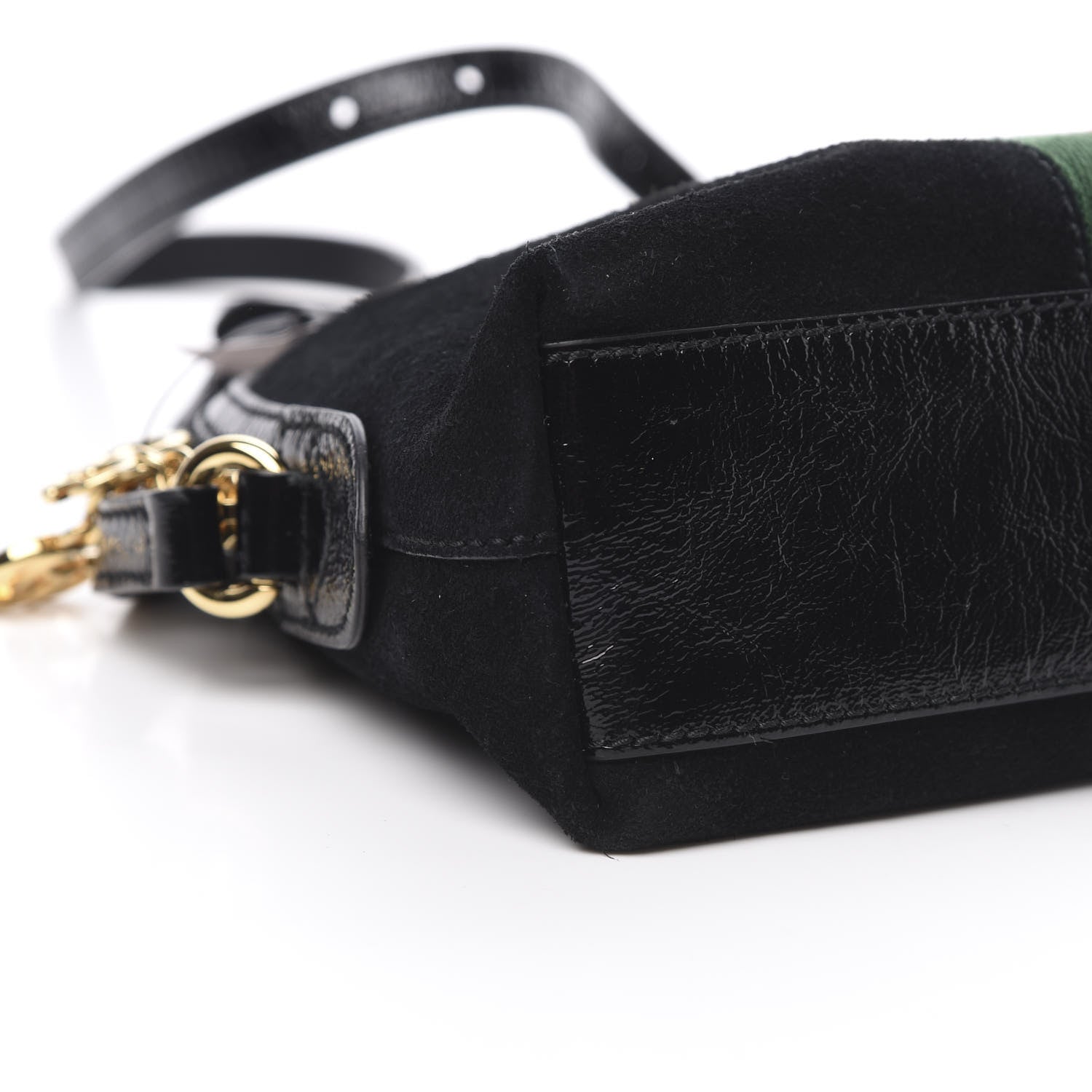 Gucci Suede Patent Web GG Small Ophidia Dome Shoulder Bag Black 8 of 9