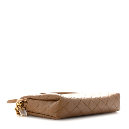 Saint Laurent Lambskin Quilted Gaby Zipped Pouch Dark Cork 3 of 9
