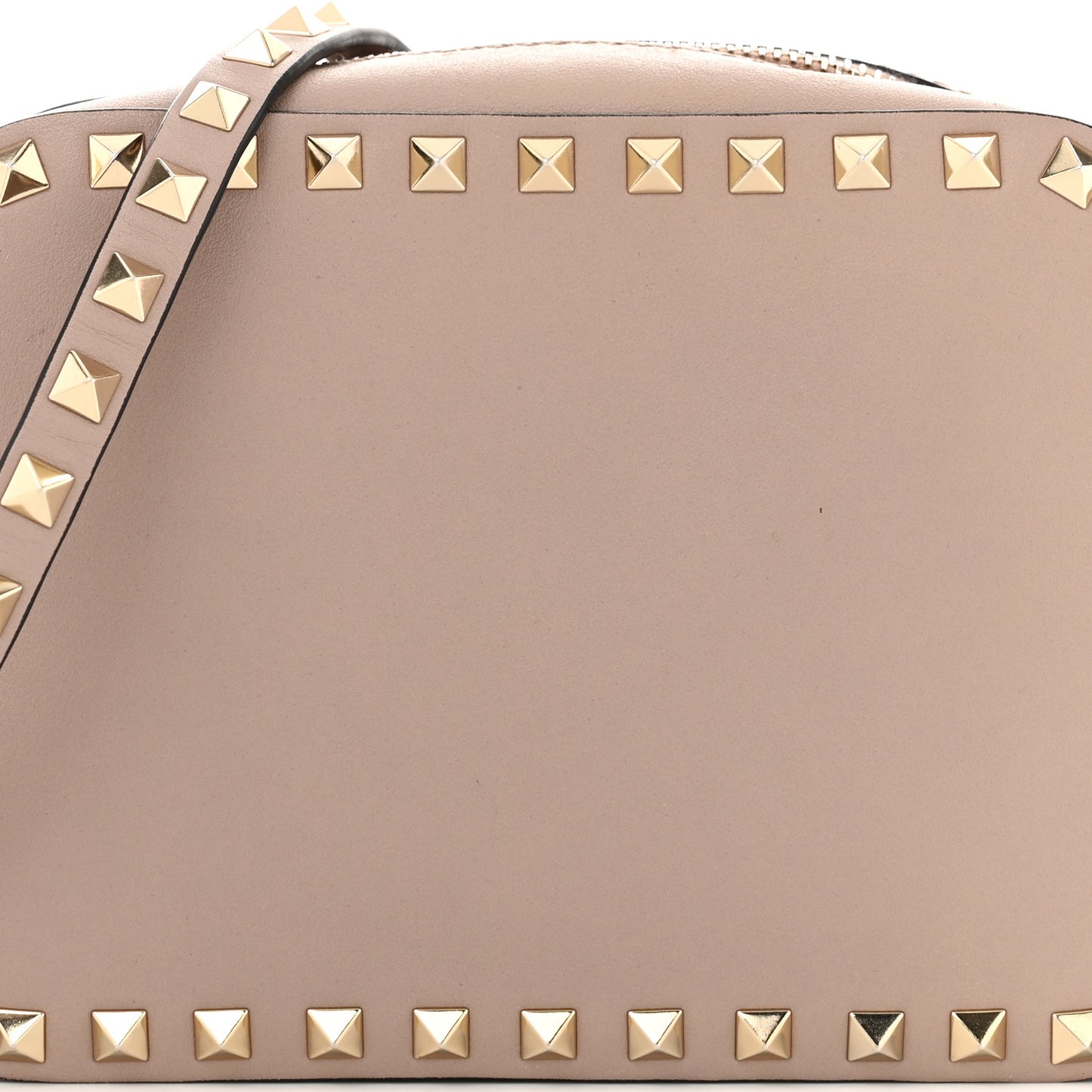 Calfskin Rockstud Camera Crossbody Bag Poudre
