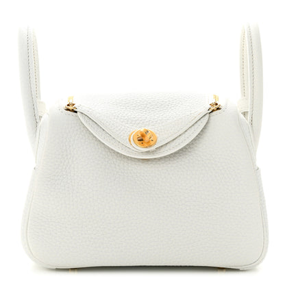 Hermes Taurillon Clemence Mini Lindy 20 New White 1 of 11