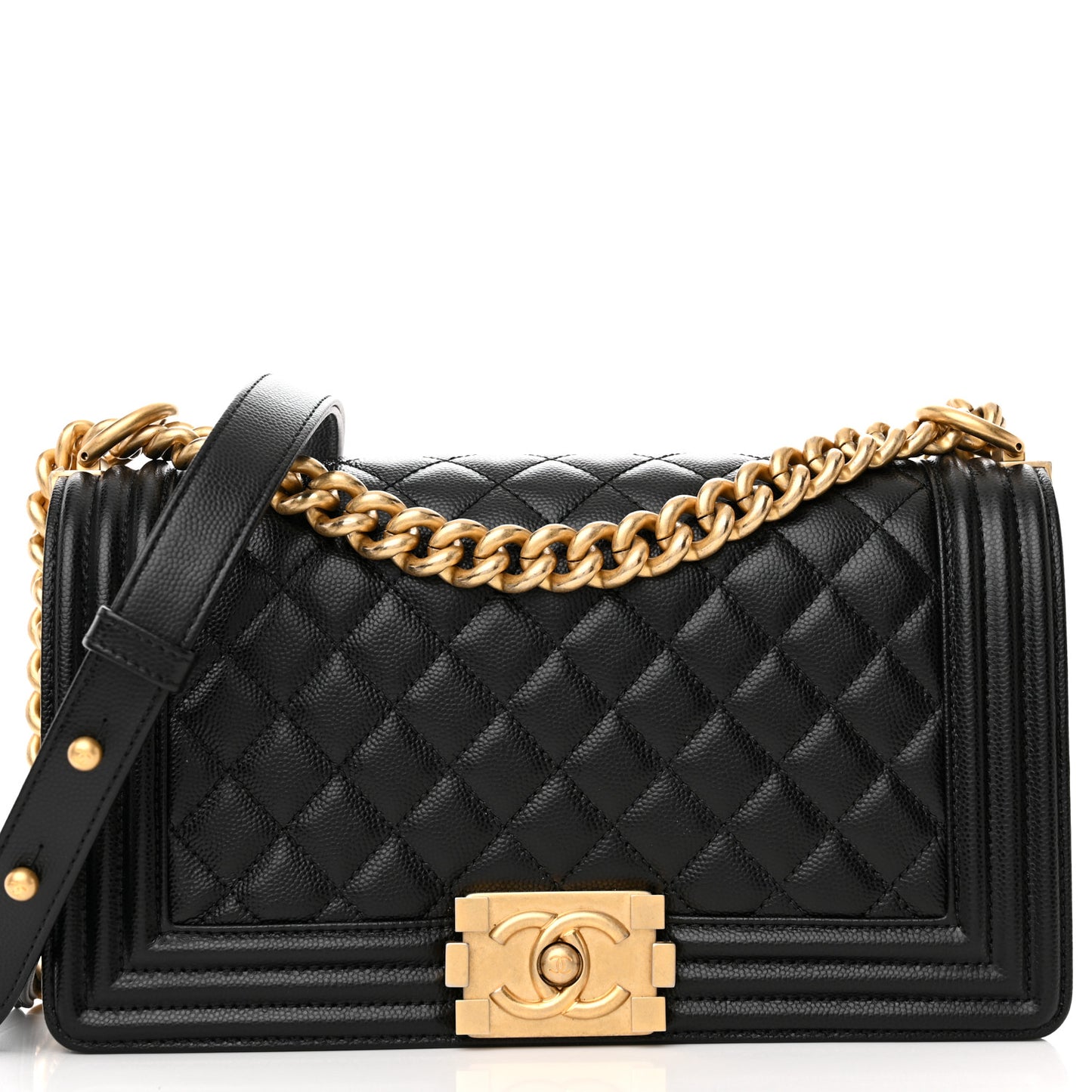 Caviar Quilted Medium Boy Flap Black