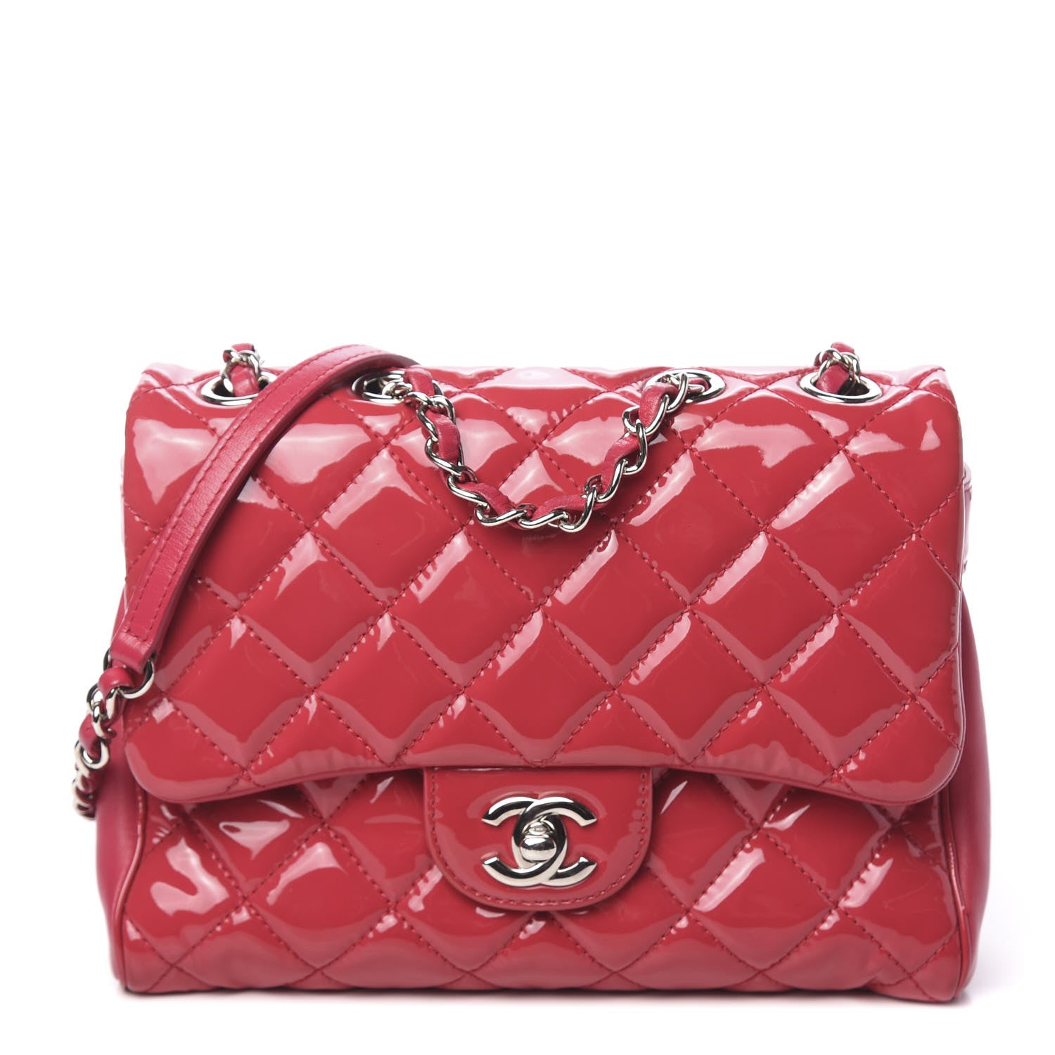 Chanel Patent Quilted Double Gusset Flap Bag Pink 1 of 10