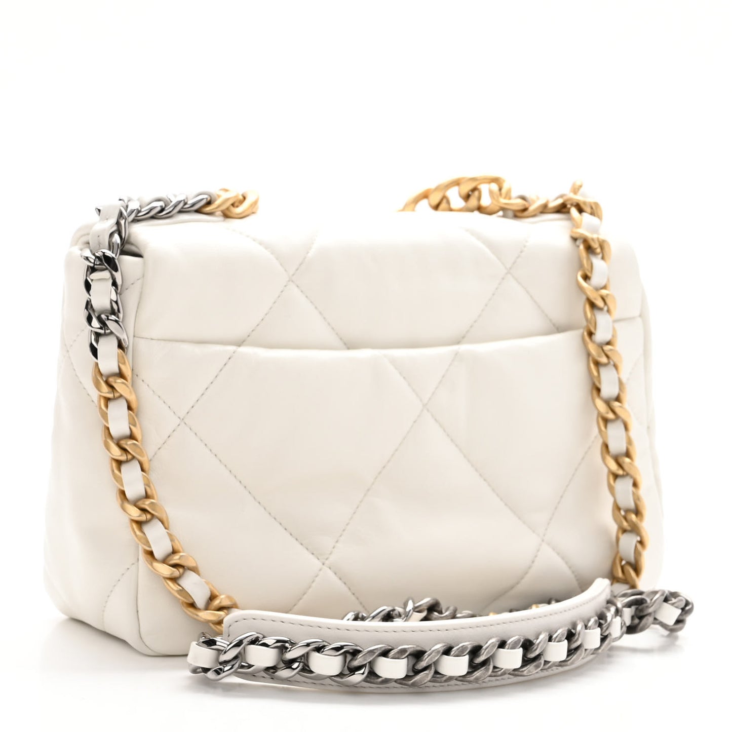 Goatskin Quilted Medium Chanel 19 Flap White