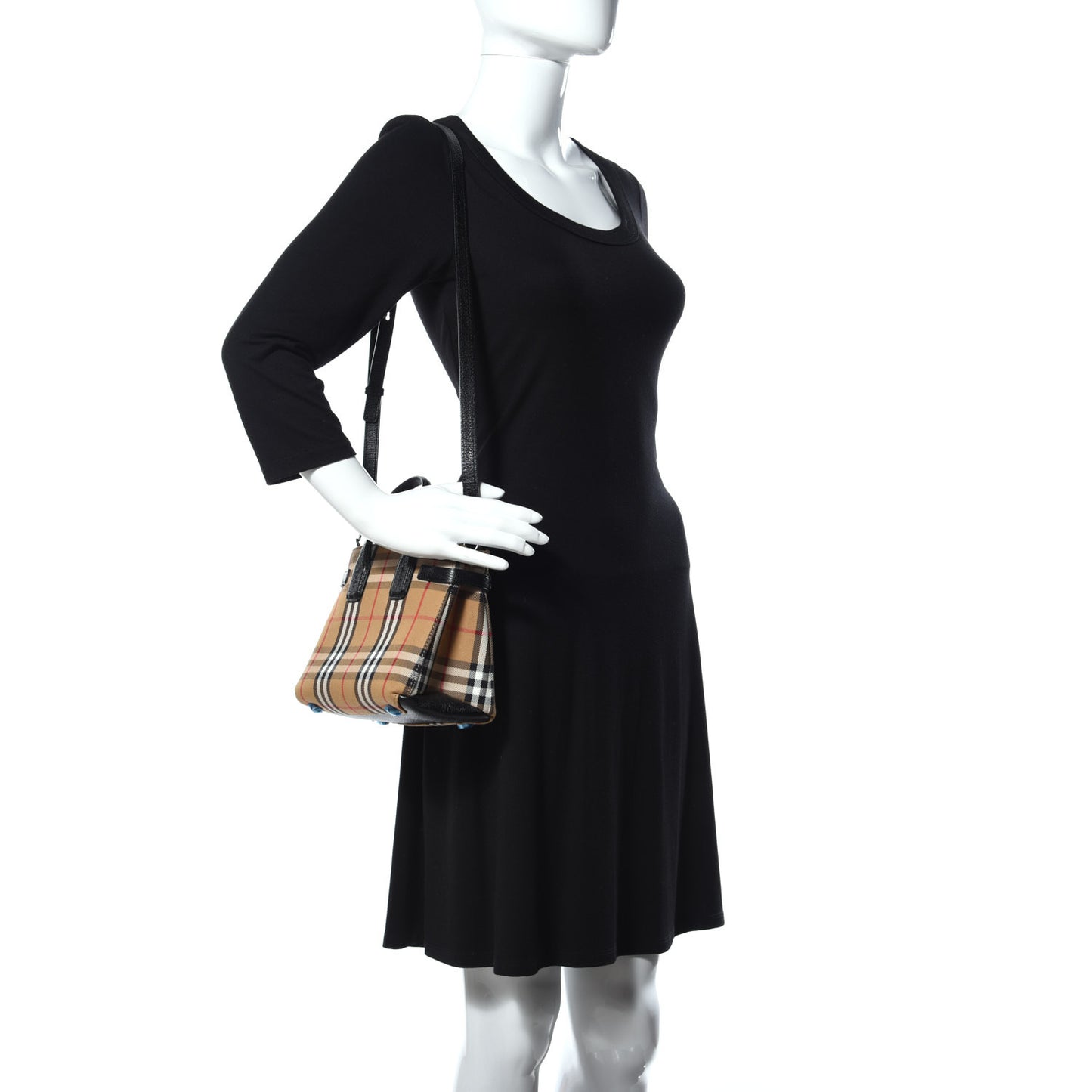 Goatskin Vintage Check Baby Banner Tote Black