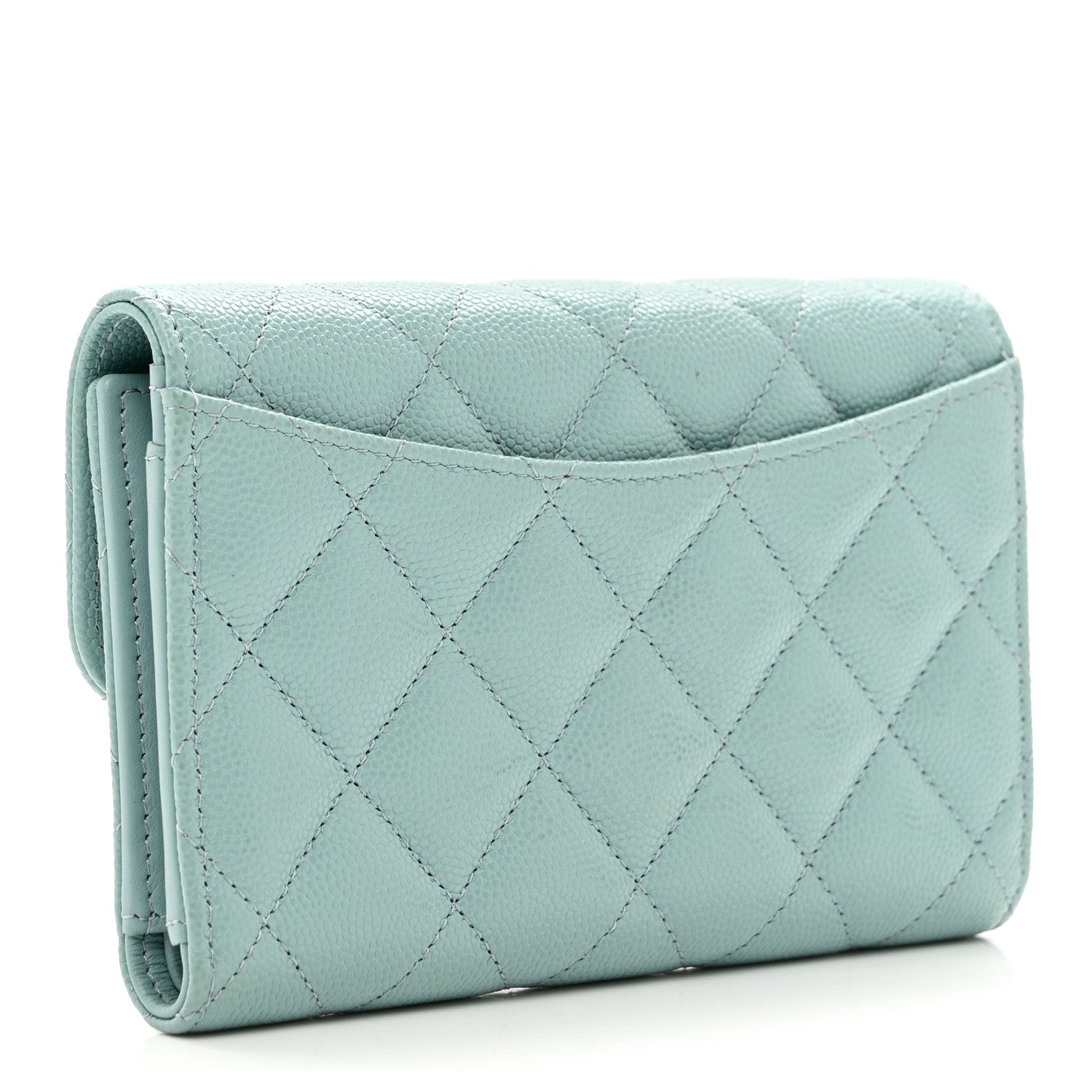Chanel Caviar Quilted Medium Flap Wallet Light Blue 4 of 11