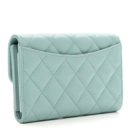 Chanel Caviar Quilted Medium Flap Wallet Light Blue 4 of 11