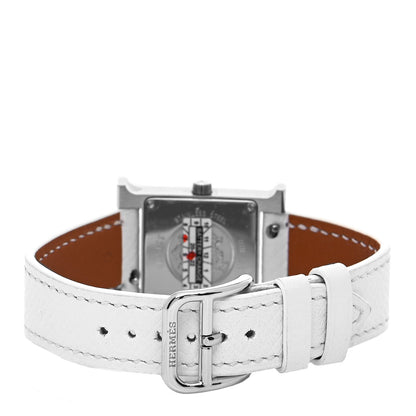 Hermes Stainless Steel Epsom Lacquer 21mm Heure H Hour Quartz Watch Blanc 3 of 5