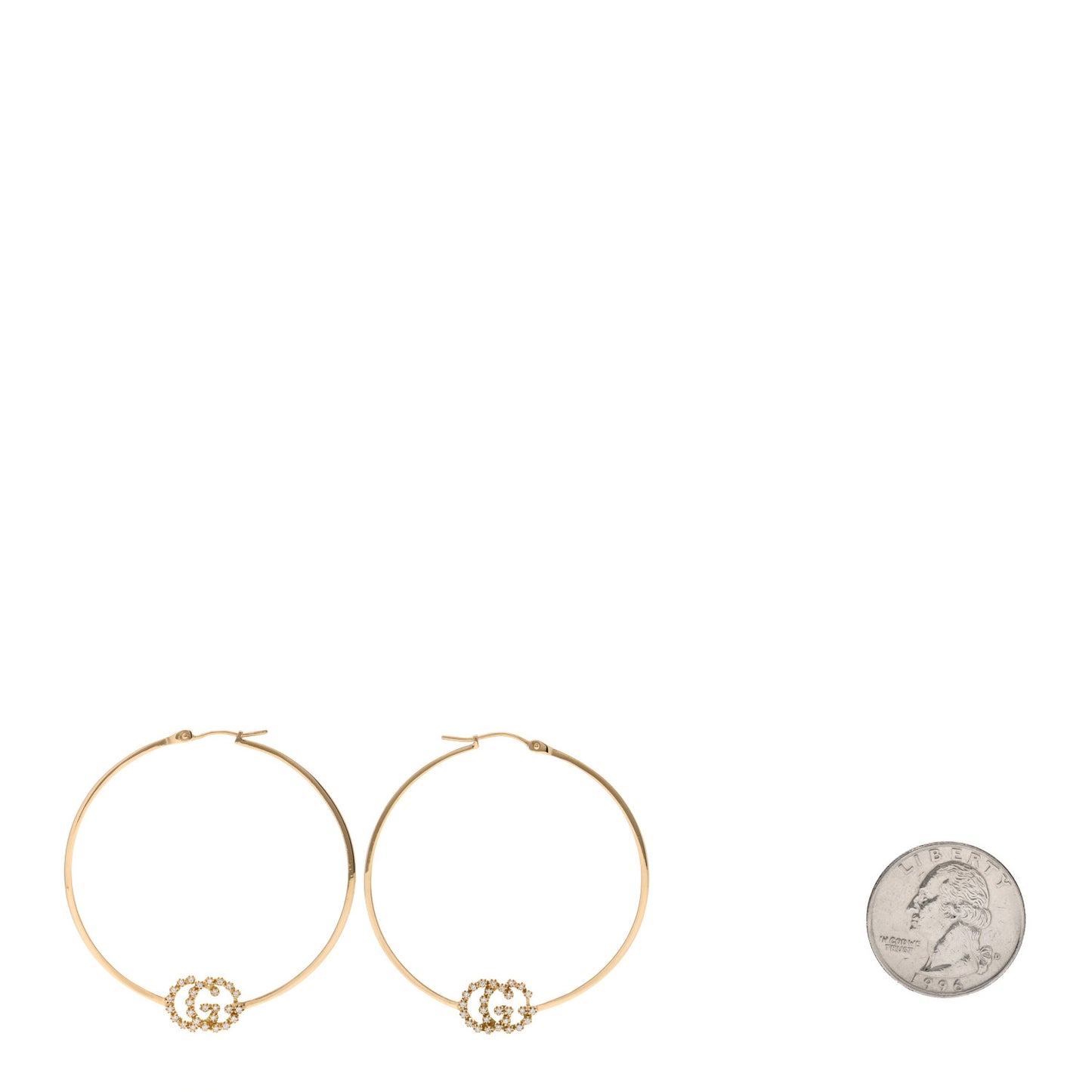 18K Yellow Gold Diamond Large Running GG Hoop Earrings