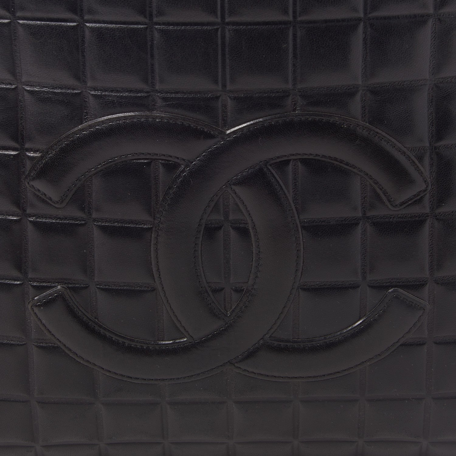 Chanel Lambskin Quilted Chocolate Bar Large Tote Black 7 of 9