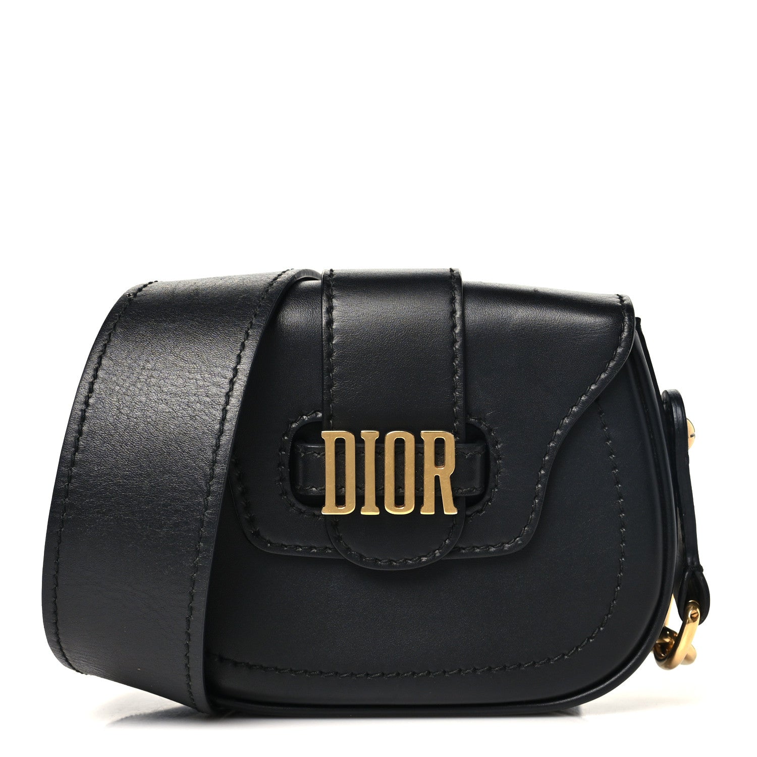 Christian Dior Calfskin Mini D Fence Saddle Bag Black 1 of 10