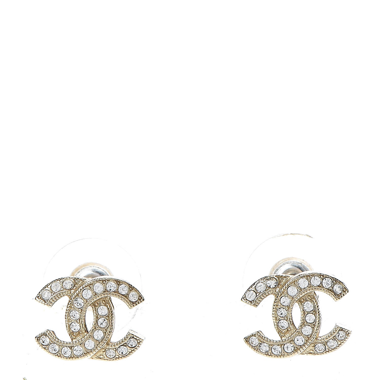 Chanel Crystal CC Earrings Light Gold 1 of 5