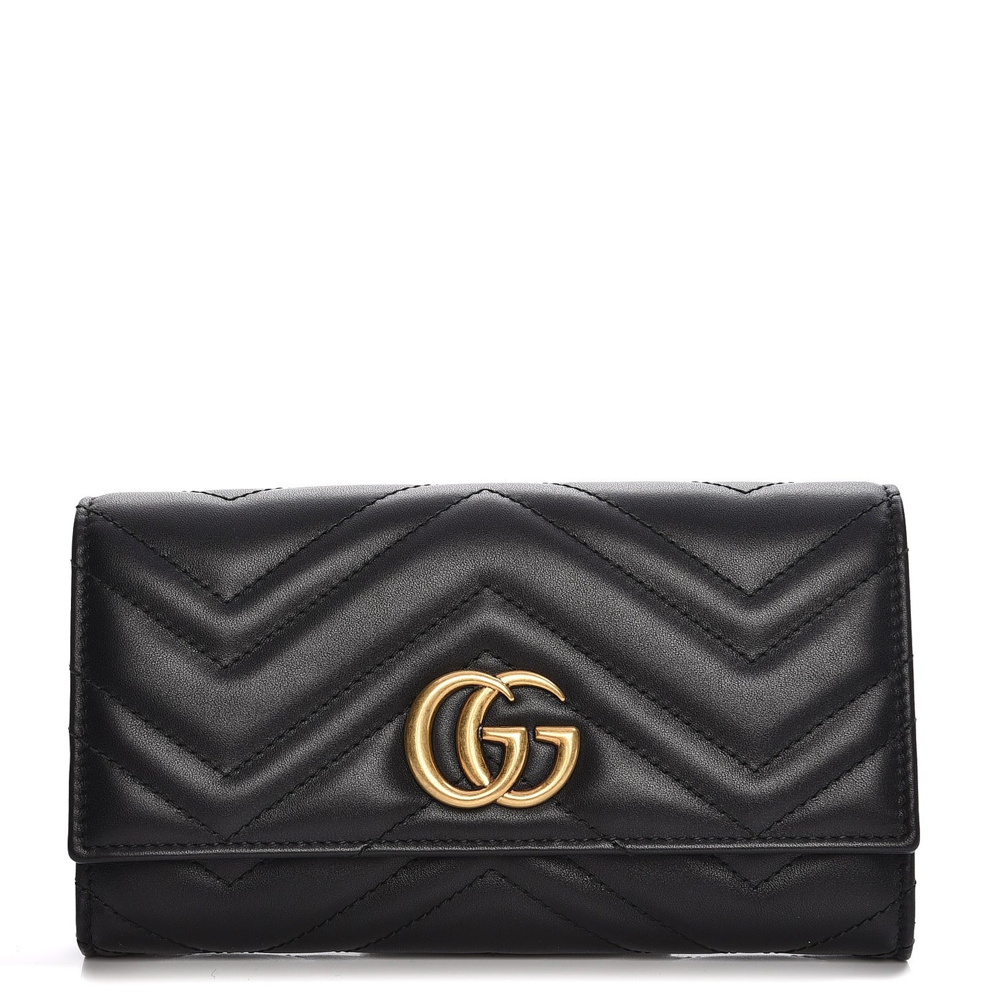 Calfskin Matelasse GG Marmont Continental Wallet Black