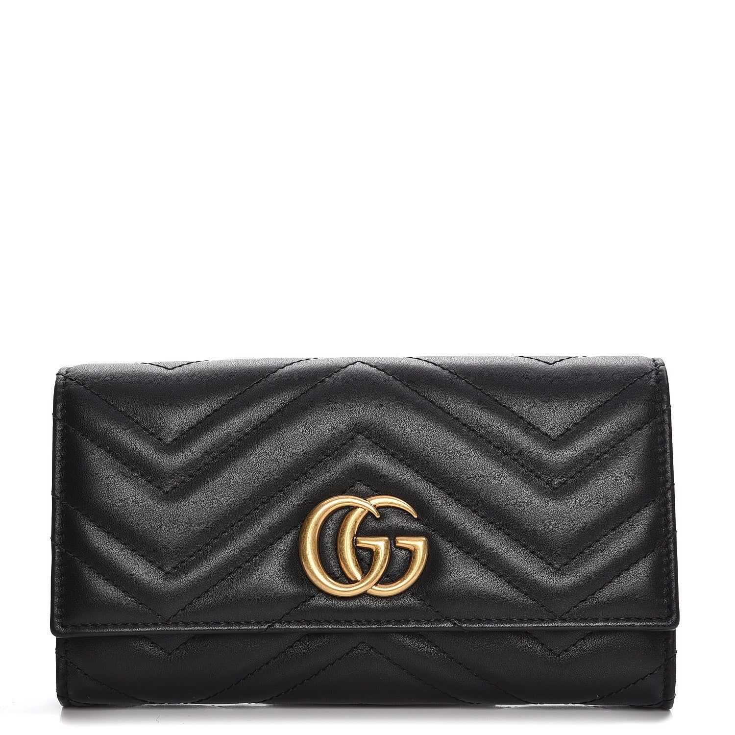Gucci Calfskin Matelasse GG Marmont Continental Wallet Black 1 of 8
