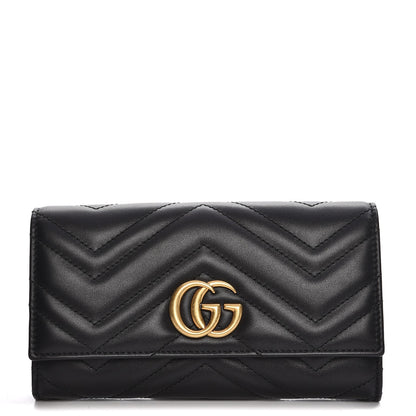 Gucci Calfskin Matelasse GG Marmont Continental Wallet Black 1 of 8