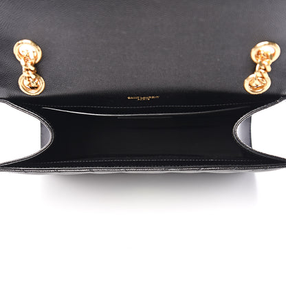 Saint Laurent Grain De Poudre Matelasse Chevron Medium Monogram Satchel Black 4 of 11