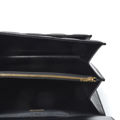 Balenciaga Nappa Calfskin Quilted Medium Sharp Top Handle Bag Black 4 of 8