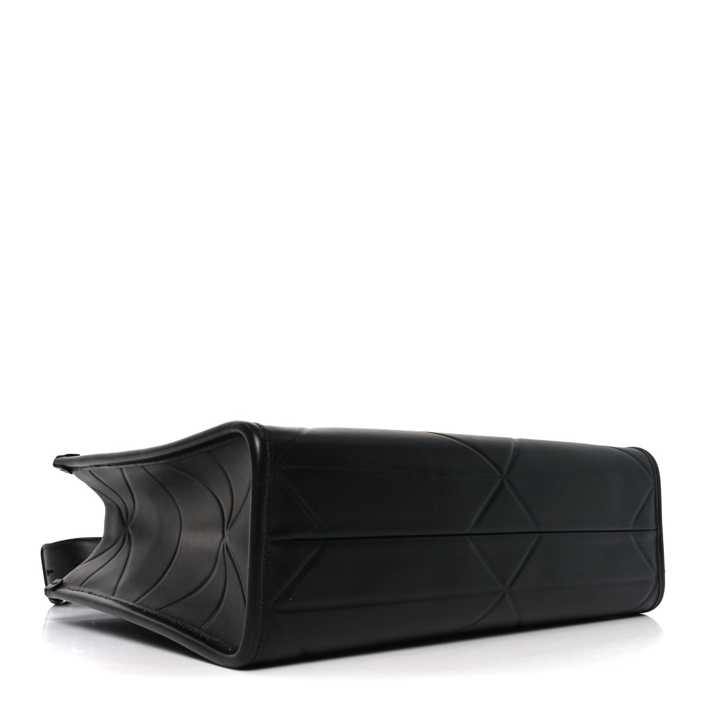 Soft Calfskin Triangolo Symbole Embossed Small Tote Black