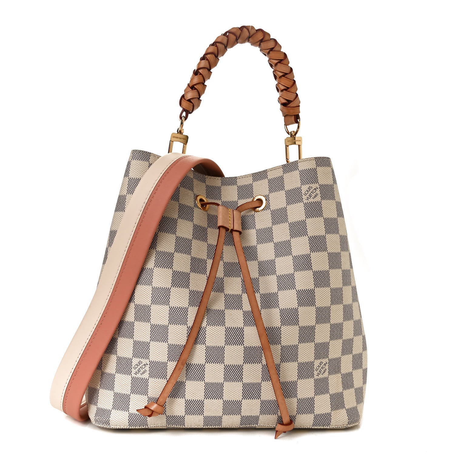 Louis Vuitton Damier Azur Braided Neonoe MM Peach Cream 1 of 12