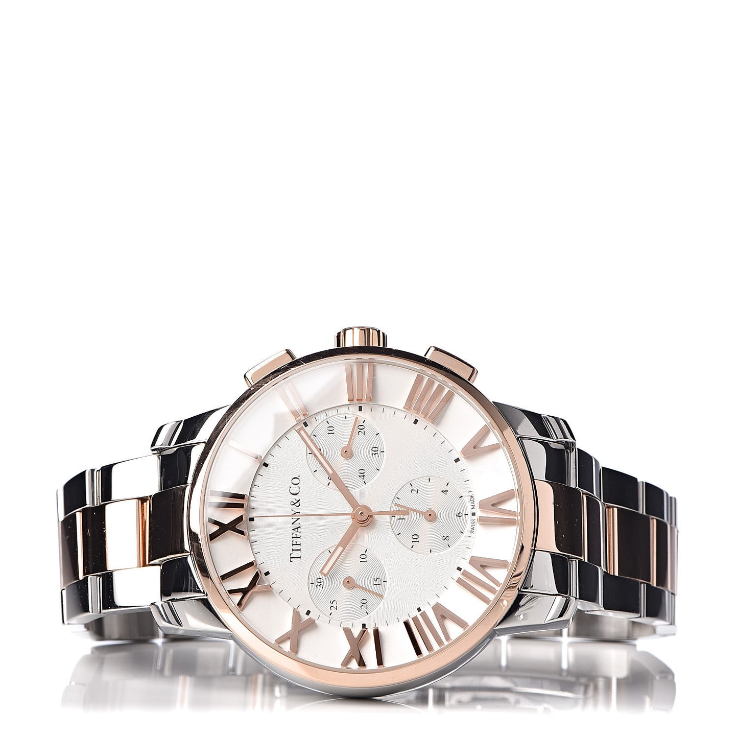 Stainless Steel 18K Rose Gold 36mm Atlas Chronograph Quartz Watch