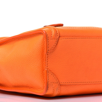 Celine Drummed Calfskin Nano Luggage Bright Orange 9 of 10