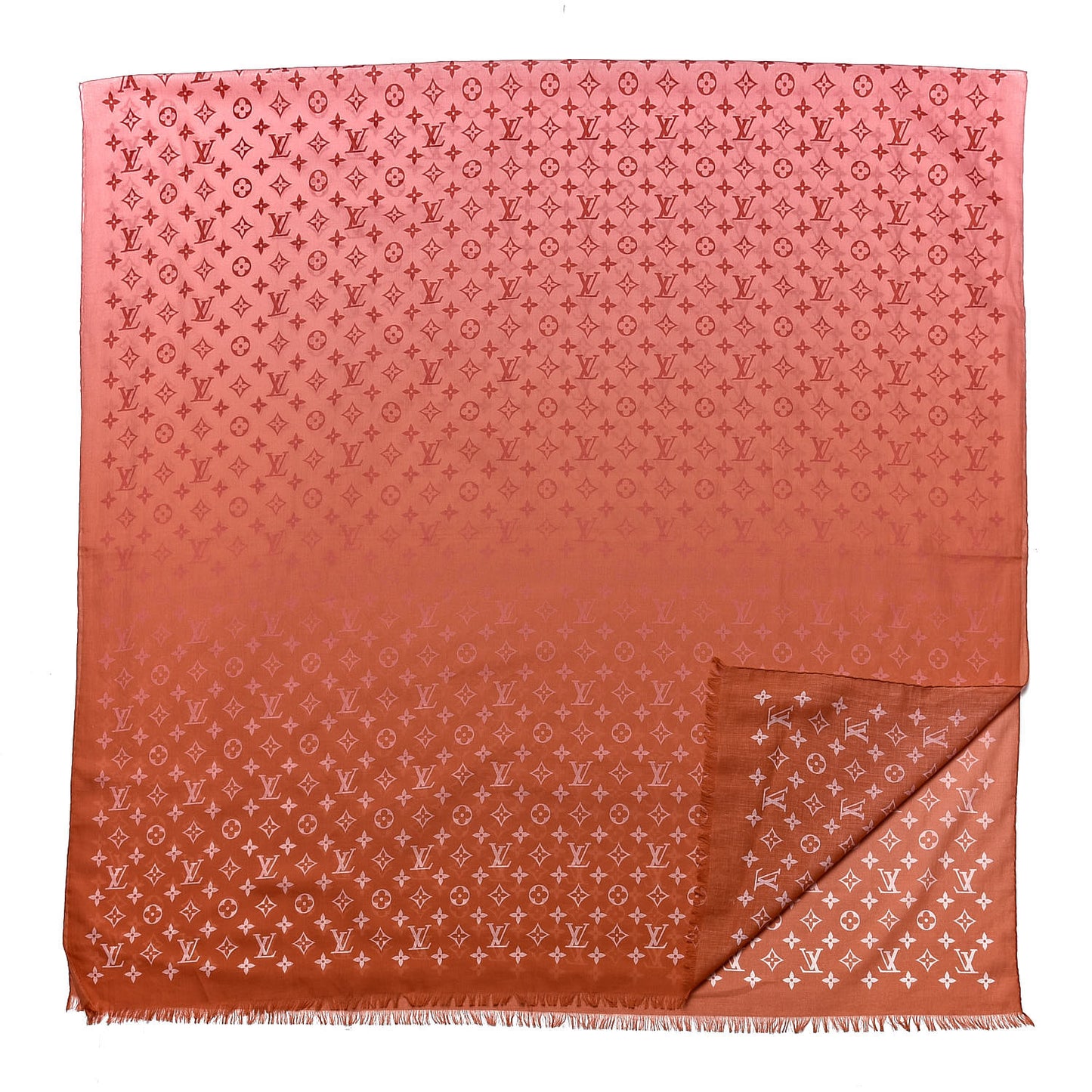 Silk Wool Monogram Sunrise Shawl Corail