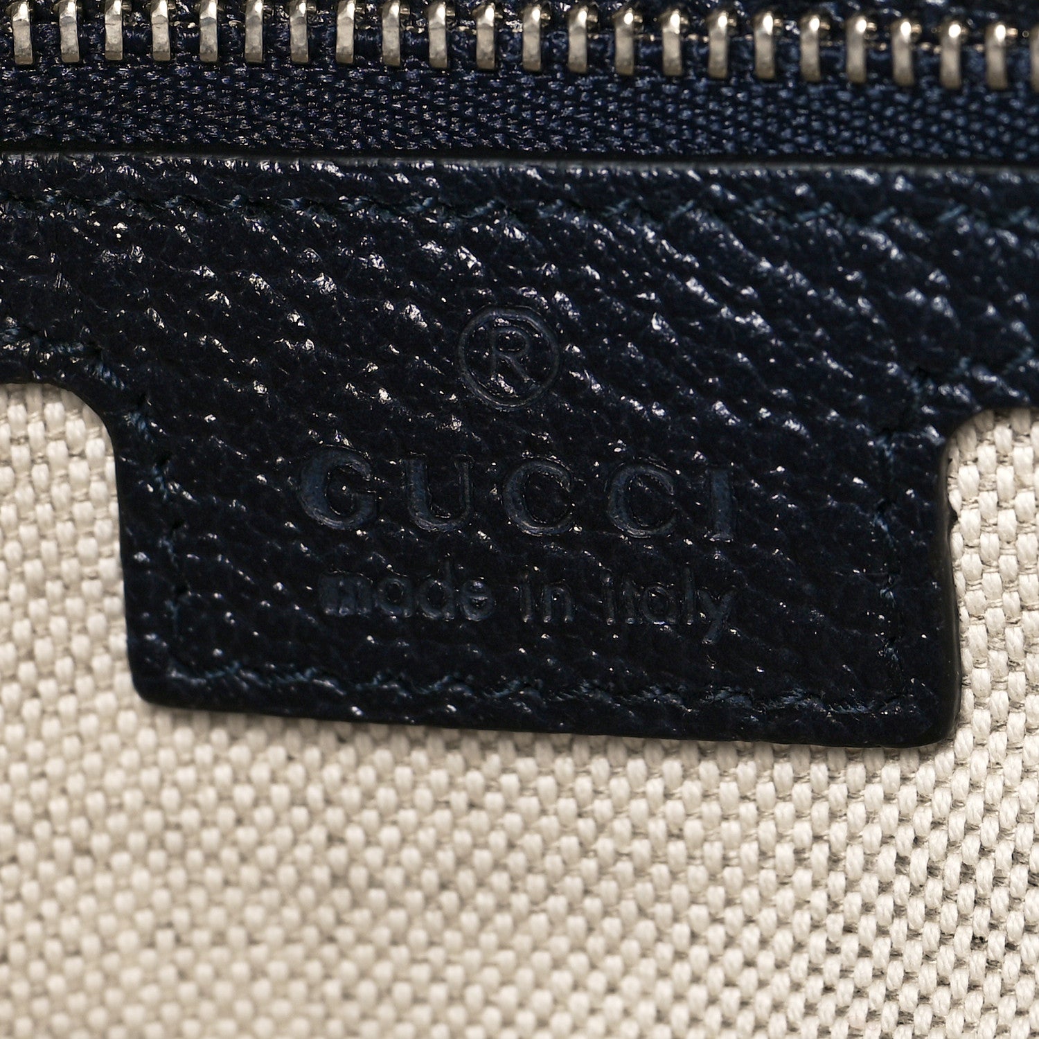 Gucci GG Supreme Monogram Textured Calfskin Web Medium Ophidia Shopping Tote Beige Blue 6 of 10